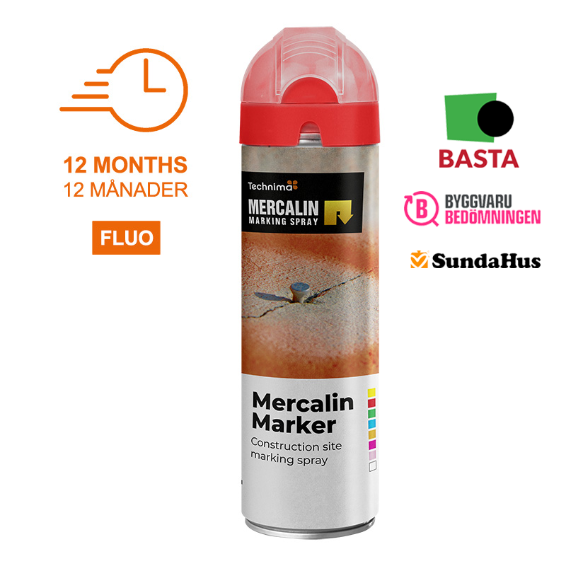 Mercalin Marker Fluo 12-pack - Röd